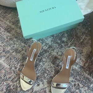 AQUAZZURA
So Nude 85 metallic leather sandals